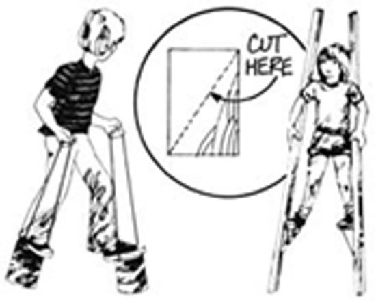 A MOTHER EARTH NEWS syndicated feature includes an article about creating tin kid stilts.